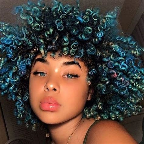 As a result, it is always a good idea to slightly increase the coverage of your foundation and ensure your skin looks as perfect as possible. Blue curly hair. Natural curls. Girls with curls. Follow ...