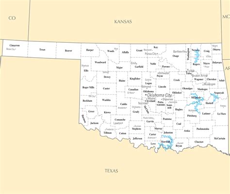 Map Of Oklahoma Cities And Towns Southwest Asia
