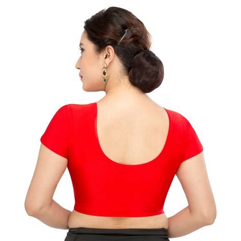 designer indian lycra non padded stretchable half sleeves saree blouse crop top ebay