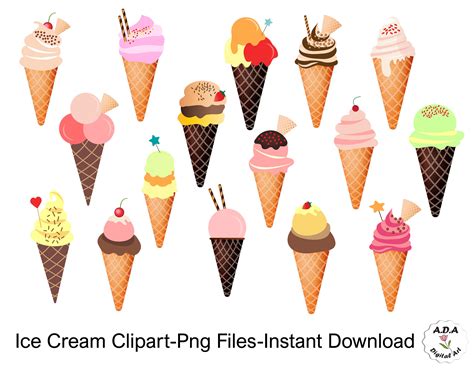 Ice Cream Clipart Ice Cream Cone Clip Art Ice Cream Etsy