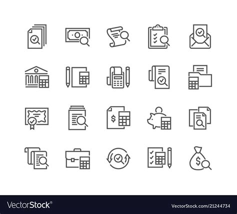 Line Accounting Icons Royalty Free Vector Image