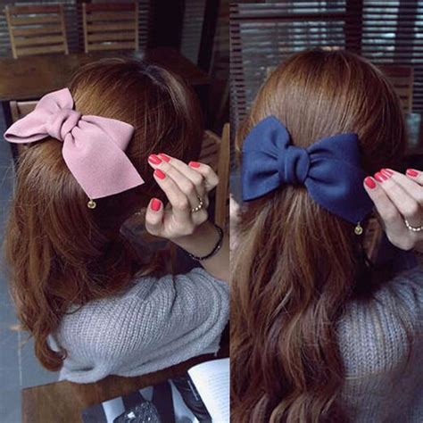 TOMTOSH New Big Solid Cloth Bows Hair Clips Hair Accessories For Women