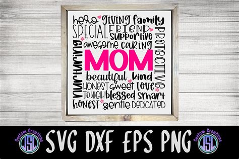 Mom Word Art| Mother's Day SVG Download | SVG DXF EPS PNG (565435