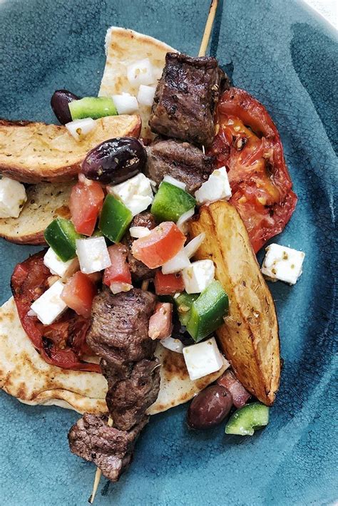 Learn How To Make Grilled Lamb Souvlaki And A Greek Salad With This