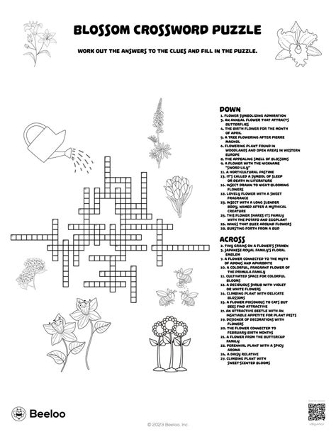 Blossom Crossword Puzzle Beeloo Printable Crafts And Activities For Kids