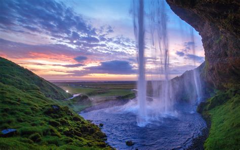 Waterfalls Hills Foliage Sunset Rock Wallpaper 2560x1600 419270