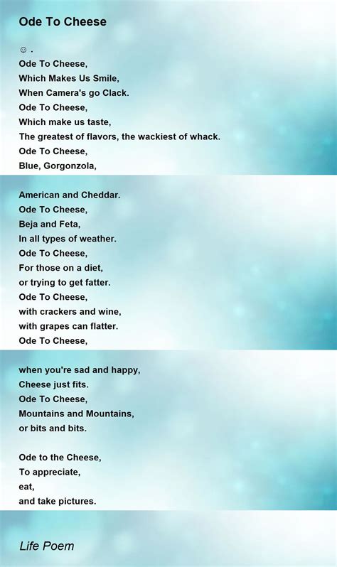 Ode To Cheese Poem by Life Poem - Poem Hunter