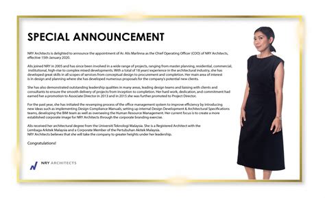 Special Announcement On The Appointment Of Chief Operating Officer