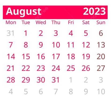 Gambar Kalender Agustus 2023 Gaya Meja Sederhana Merah Muda Kalender Agustus 2023 Kalender