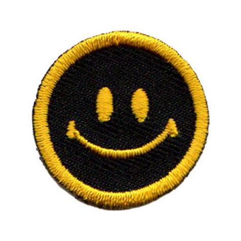 Small Black Smiley Face Patch Happy Retro Emoji Embroidered Iron On