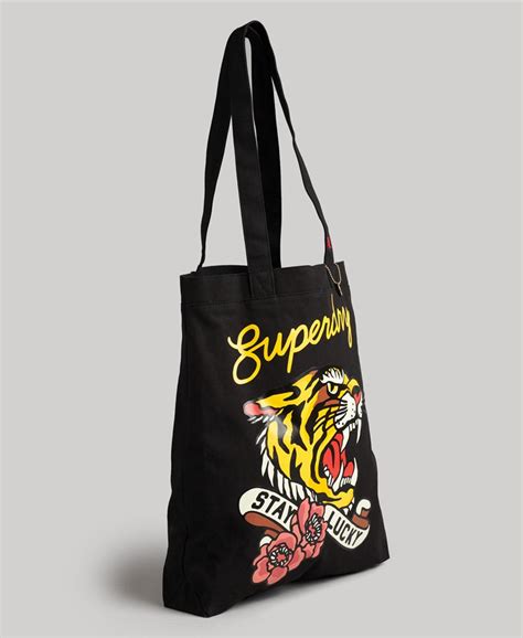 Womens Graphic Tote Bag In Black Superdry