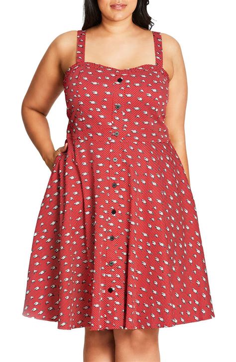 City Chic Cutie Raccoon Print Fit And Flare Sundress Plus Size Nordstrom