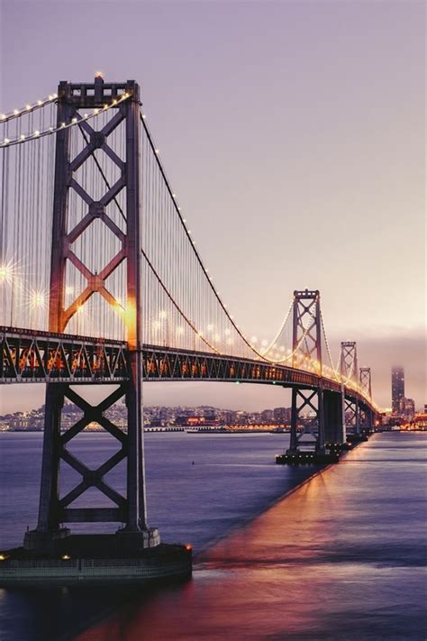Wallpaper San Francisco Beautiful Scenery Dusk Bay Bridge Lights
