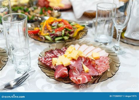 Meat Cold Cuts On A Banquet Table Stock Image Image Of Dinner Buffet