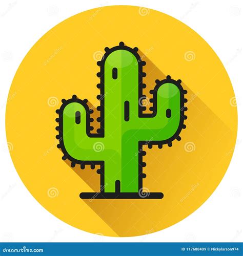 Cactus On Circle Silhouette Logo Design Modern Flower Royalty Free