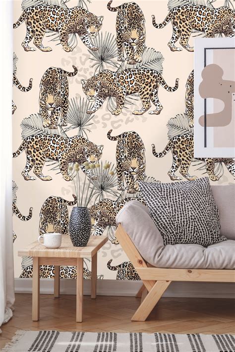 Removable Wallpaper Peel And Stick Leopards Wallpaper Self Etsy