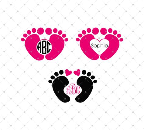Baby Feet Monogram Frame Svg Files Svg Cut Studio
