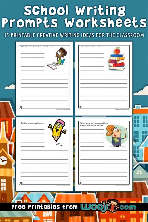 Printable School Writing Prompts Worksheets Woo Jr Kids Activities
