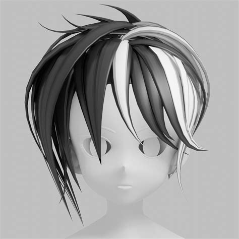 Anime Hair 3d Model