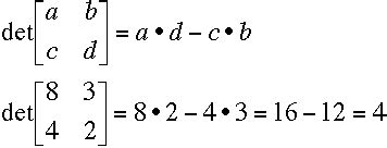 That is the determinant.to calculate the sign for the product of if you think of a matrix as a mapping of one vector to another, by either rotation or stretching, then the determinant tells you what size one unit. Matrices in Chemistry