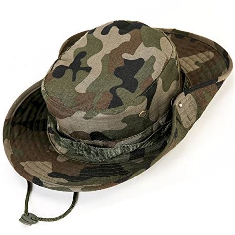 Mens Military Wide Brim Boonie Bucket Hat Army Camo Hunting Hat