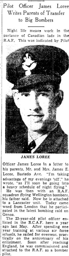 James William Loree The Canadian Virtual War Memorial Veterans