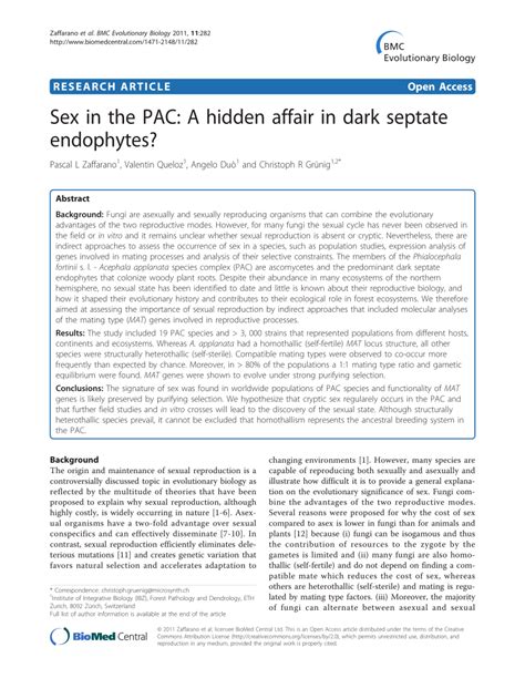 Pdf Sex In The Pac A Hidden Affair In Dark Septate Endophytes