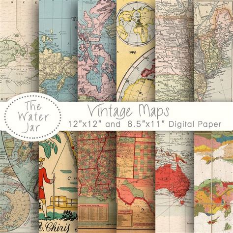 Vintage World Maps Digital Paper Pack Old World Maps And Antique Us