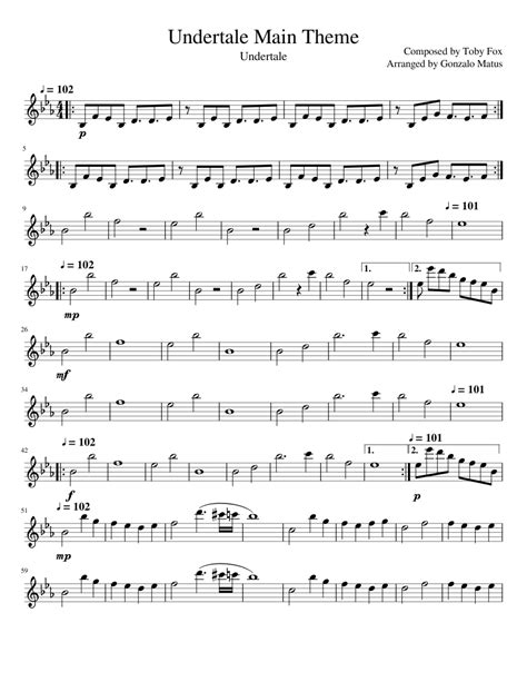 Undertale Main Theme Violin Solo Sheet Music For Violin Solo