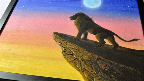 Simba Lion King Acrylic Painting On Canvas Easy Tutorial With Rock