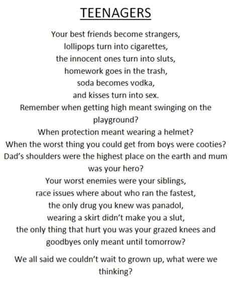 Teenager Poems