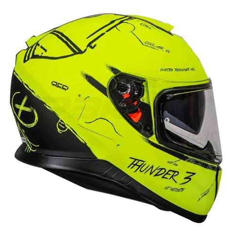 Mt Thunder 3 Sv Board Gloss Fluro Yellow Helmet Moto Central