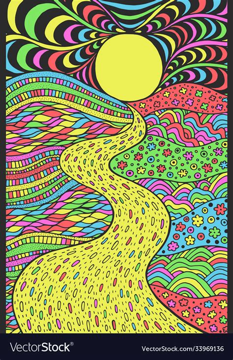Psychedelic Landscape Colorful Trippy Artwork Vector Image