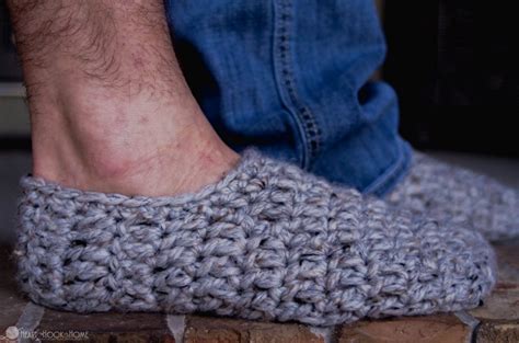 9 inches 9 3/4 inches, 10 1/2 inches. Fast and Free Men's Slippers Crochet Pattern
