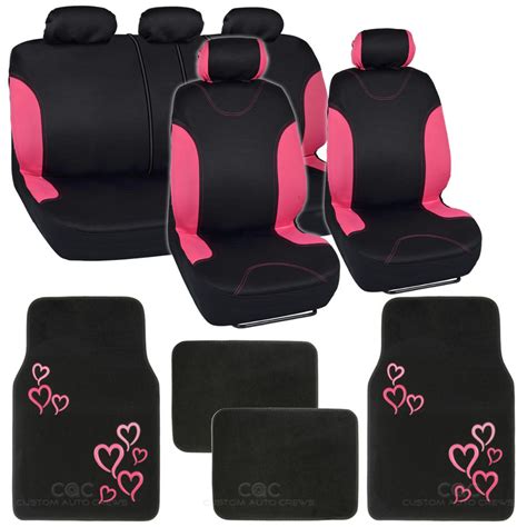 13pc Seat Covers And Floor Mats For Car Blackpink W Pink Hearts Cute