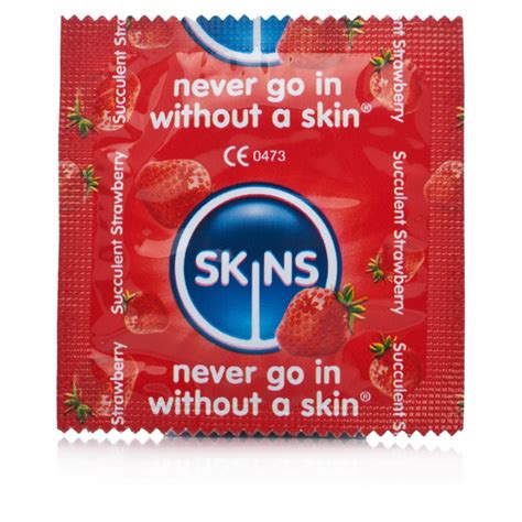 Buy Skins Succulent Strawberry Flavour Condoms Chemist Direct