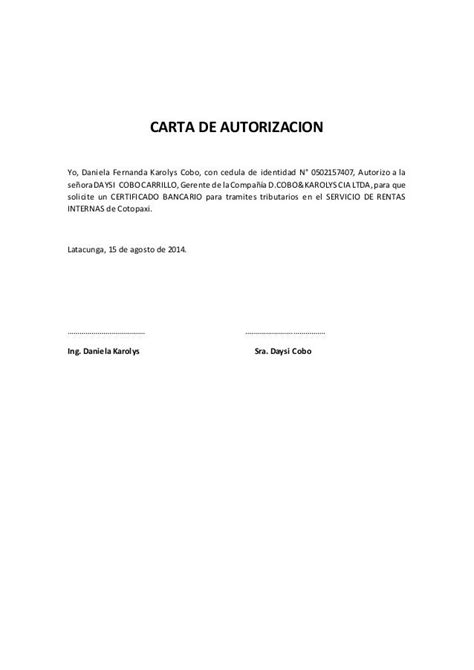 Carta De Autorizacion Modelo