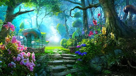 Hd Wallpaper Anime Landscape Anime Garden Sunshine Flowers