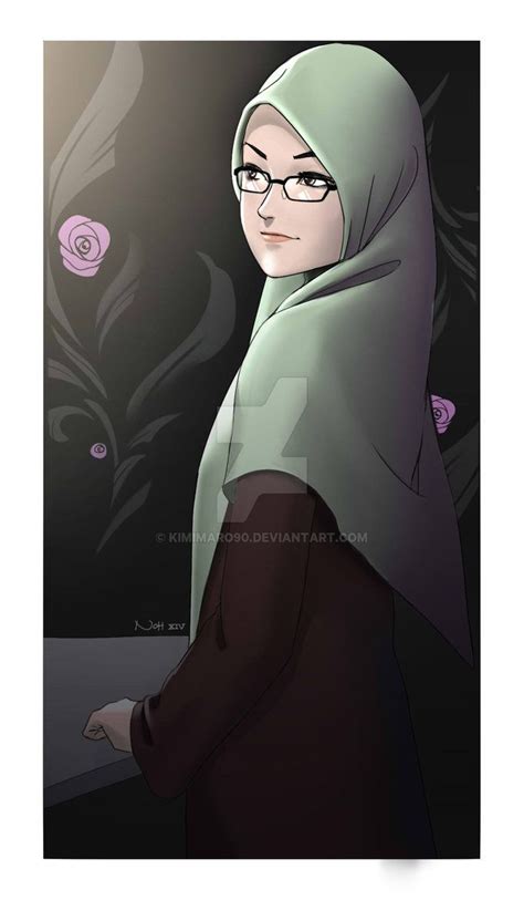 Glasses Hijab Cartoon Anime Muslimah Islamic Cartoon