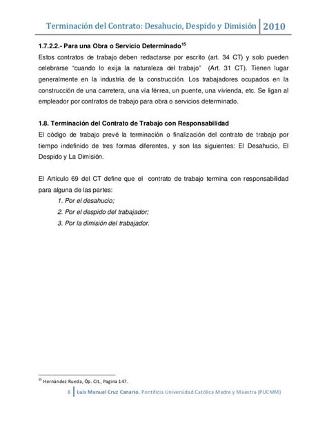 Ejemplo Carta De Desahucio Laboral Republica Dominicana Modelo De Informe