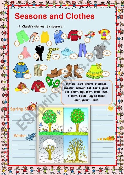 Clothes And Seasons Esl Worksheet By Myemma