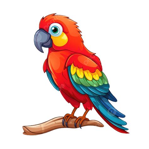 Funny Red Parrot Cartoon Transparent Background Parro Bird