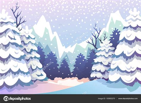 Winter Cartoon Landscape Vector Illustration Stock Vector Image By