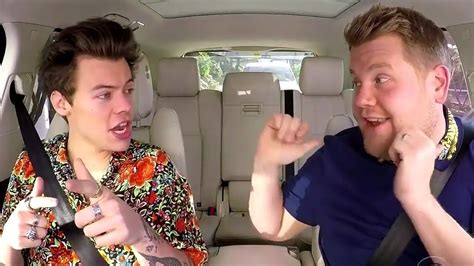 harry styles kisses james corden in holiday carpool karaoke and fans react youtube