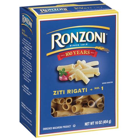 Ronzoni Ziti Rigati Pasta 16 Ounce Box