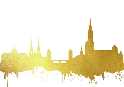 Strasbourg Skyline Gold Digital Art By Erzebet S Pixels