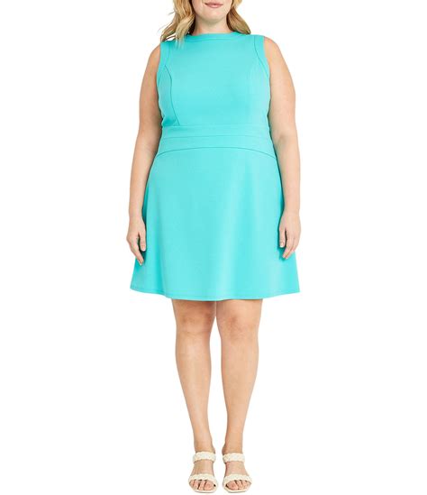 donna morgan plus size sleeveless crew neck fit and flare dress dillard s