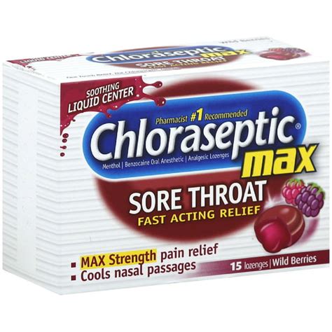 Chloraseptic Max Strength Sore Throat Lozenges Wild Berries 15 Ea