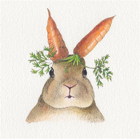 Rabbit with Carrot Ears Painting in 2021 | Painting, Original animal
