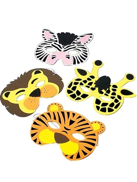 12 Foam Zoo Animal Masks